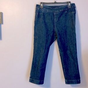 Soft Surroundings Blue Denim Pull On Style Capri Jeans Jeggings size PM